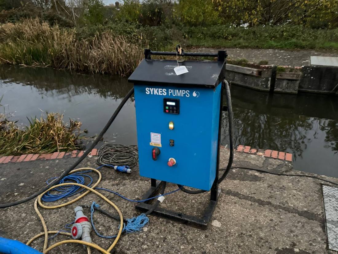 Power for over-pumping at a canal lock