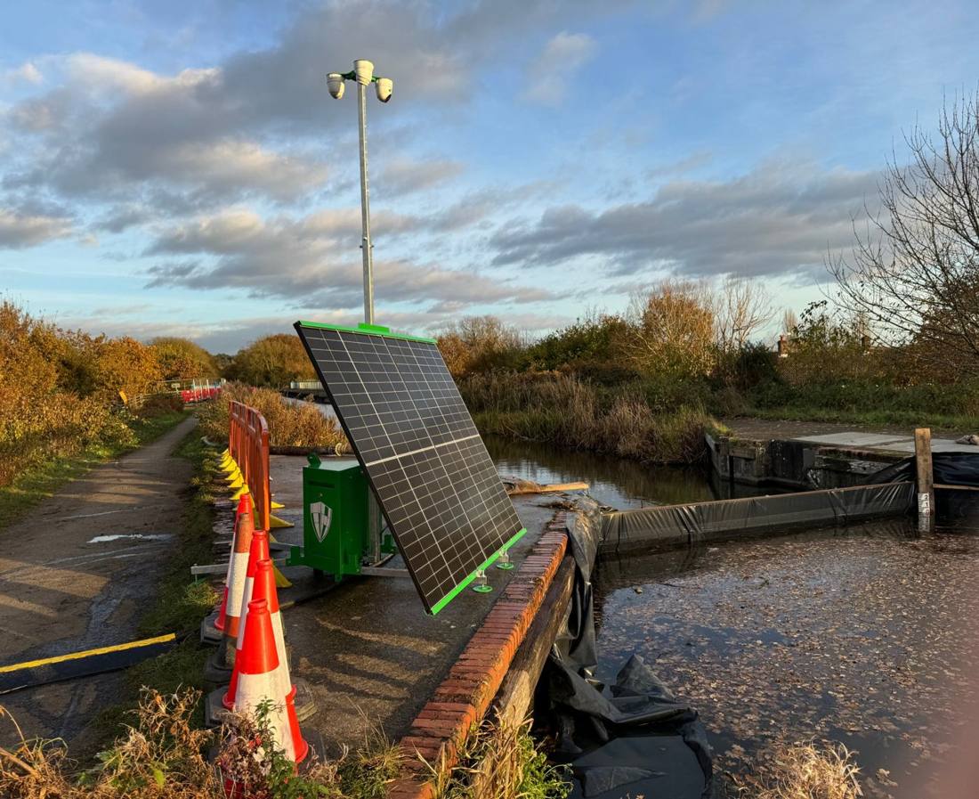 Canal-side site with solar-powered CCTV
