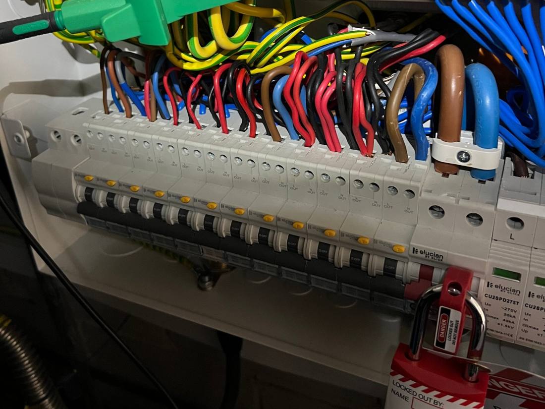 Board locked off for safe isolation before testing