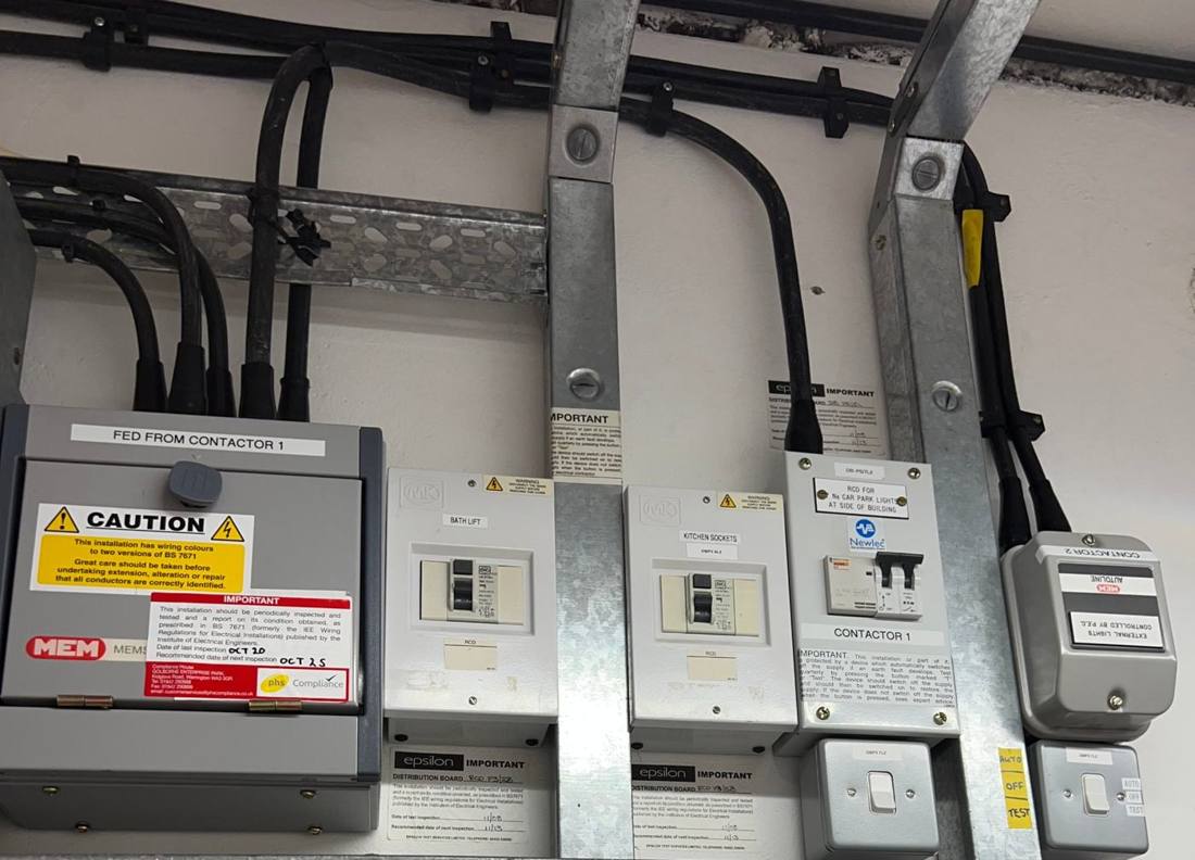 Commercial distribution boards under inspection