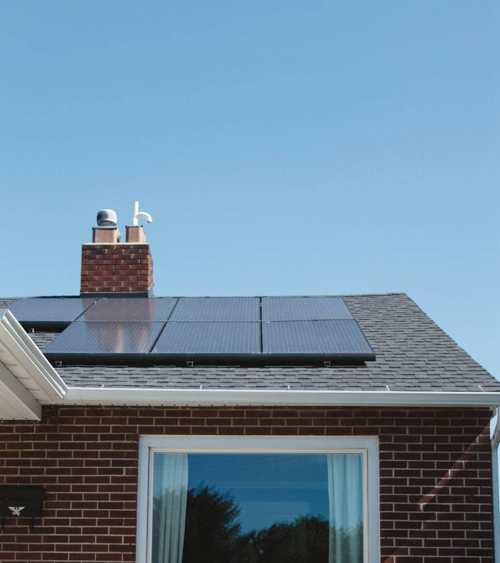 Roof-mounted solar on a family home